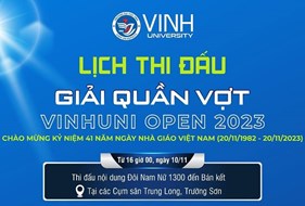  Lịch thi đấu Giải Quần vợt VinhUni Open 2023